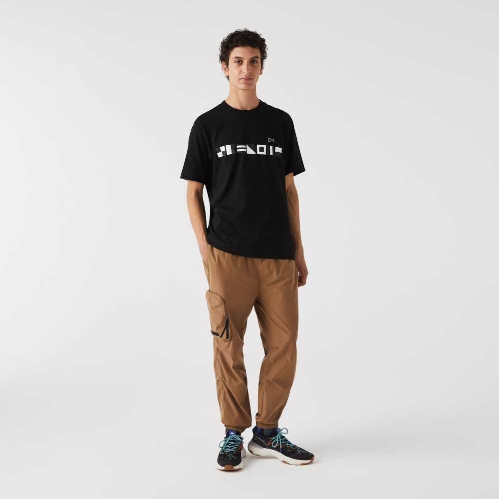 Lacoste Relaxed Fit Print T-Shirt Black | KEBY-15620