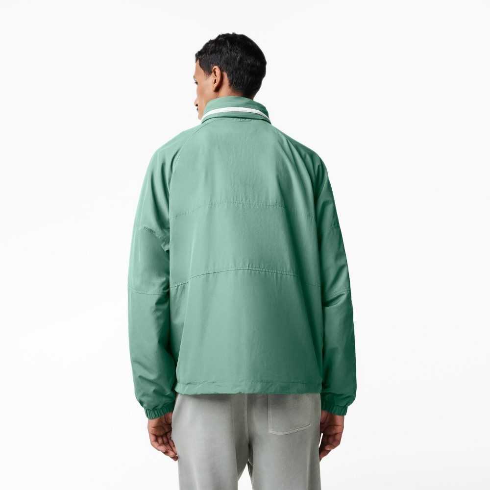 Lacoste Removable Hood Water-Repellent Jacket Khaki Green | HPAS-70658