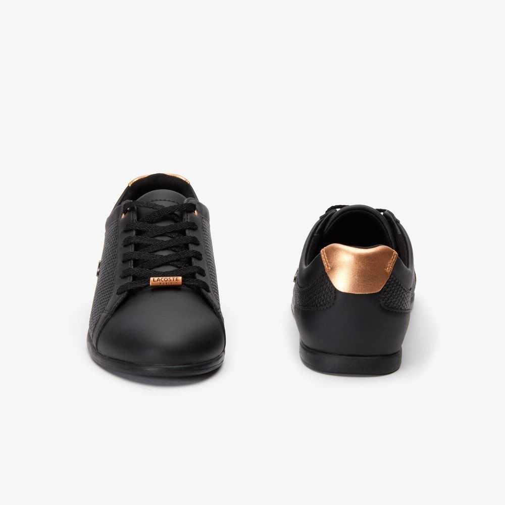 Lacoste Rey Leather Lace-Up Sneakers Blk/Blk | WNMR-86574