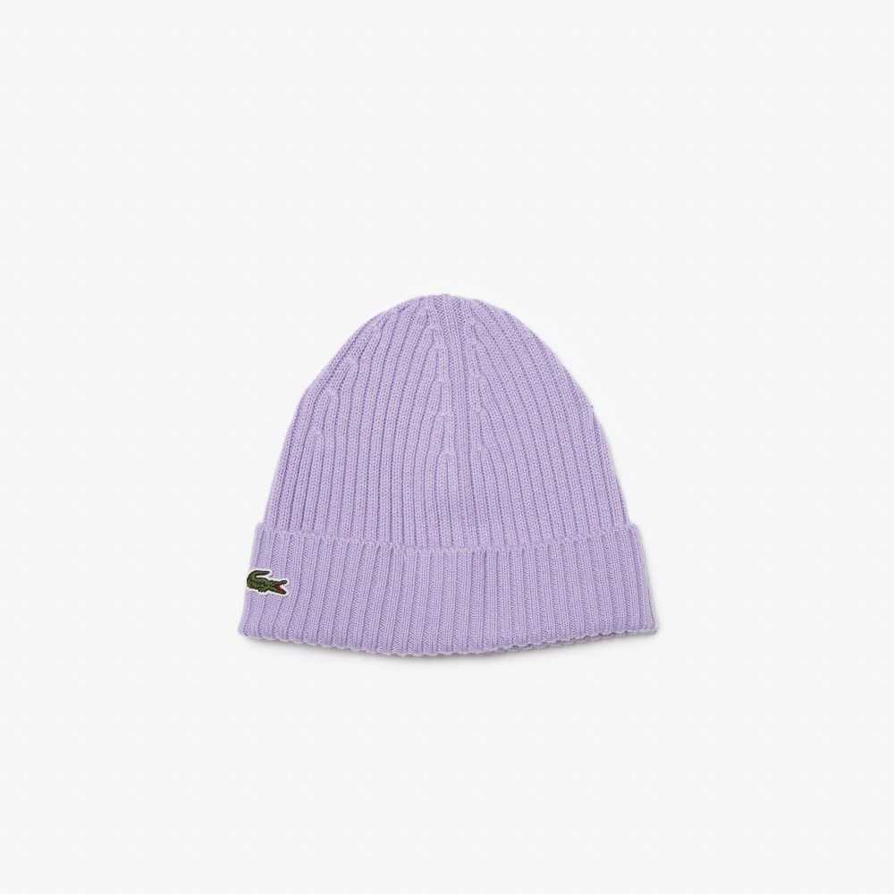 Lacoste Ribbed Wool Beanie Purple | BAJX-34162