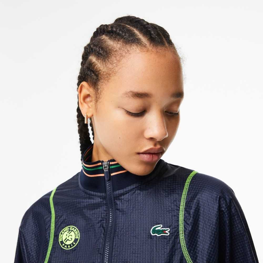 Lacoste Roland Garros Edition Post-Match Cropped Jacket Navy Blue / Yellow | GUPX-27814