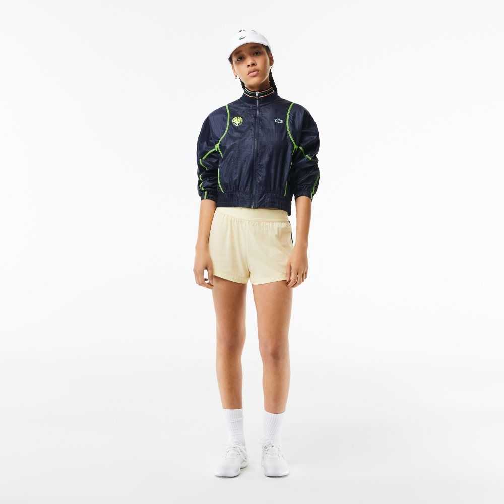 Lacoste Roland Garros Edition Post-Match Cropped Jacket Navy Blue / Yellow | GUPX-27814