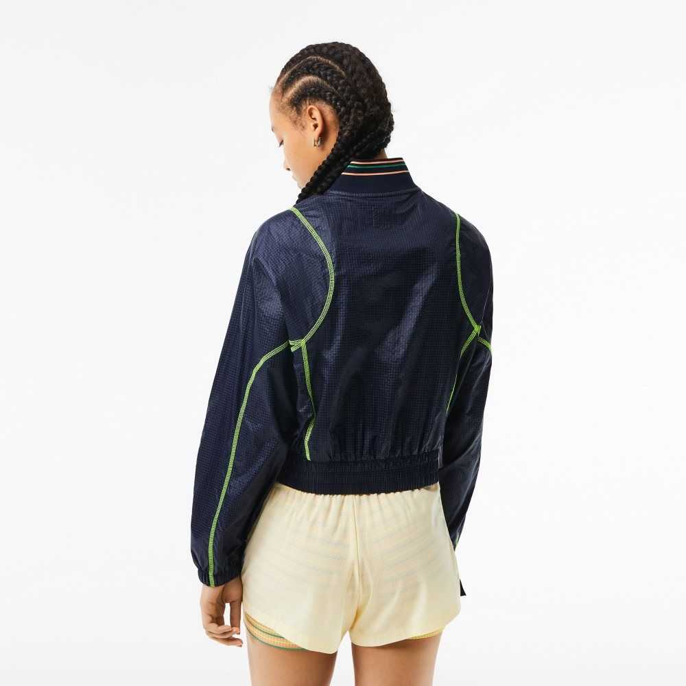 Lacoste Roland Garros Edition Post-Match Cropped Jacket Navy Blue / Yellow | GUPX-27814