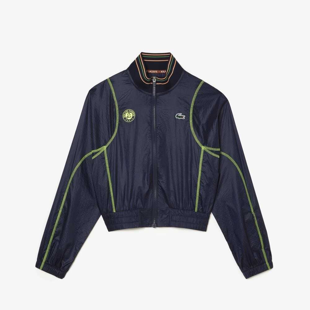 Lacoste Roland Garros Edition Post-Match Cropped Jacket Navy Blue / Yellow | GUPX-27814