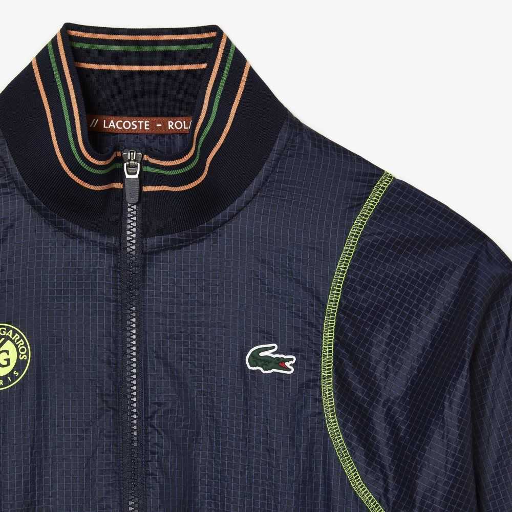 Lacoste Roland Garros Edition Post-Match Cropped Jacket Navy Blue / Yellow | GUPX-27814