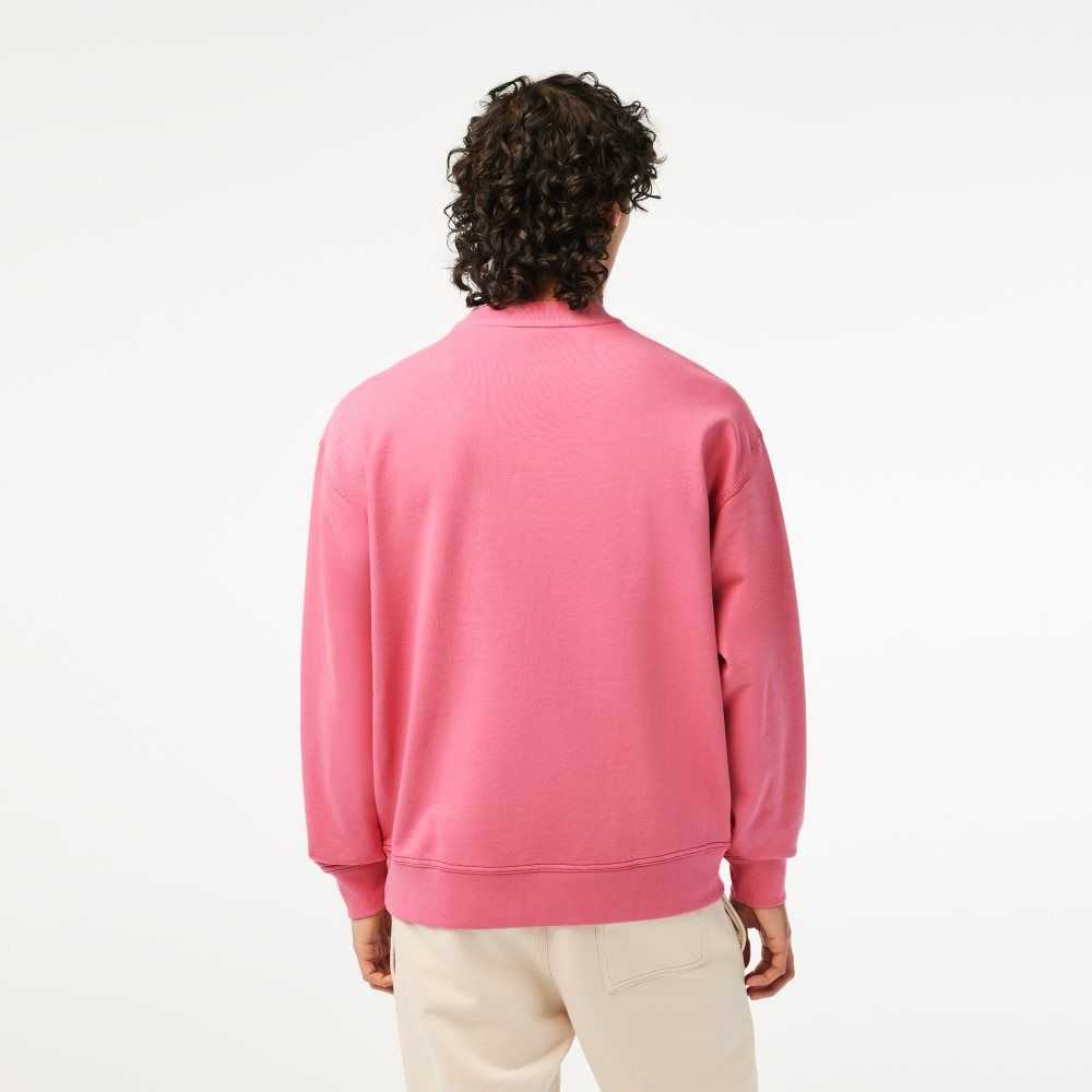 Lacoste Round Neck Loose Fit Vintage Print Sweatshirt Pink | VCGO-14967