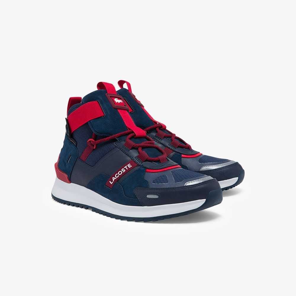 Lacoste Run Breaker Textile and Leather Sneakers Nvy/Red | KSZQ-59367