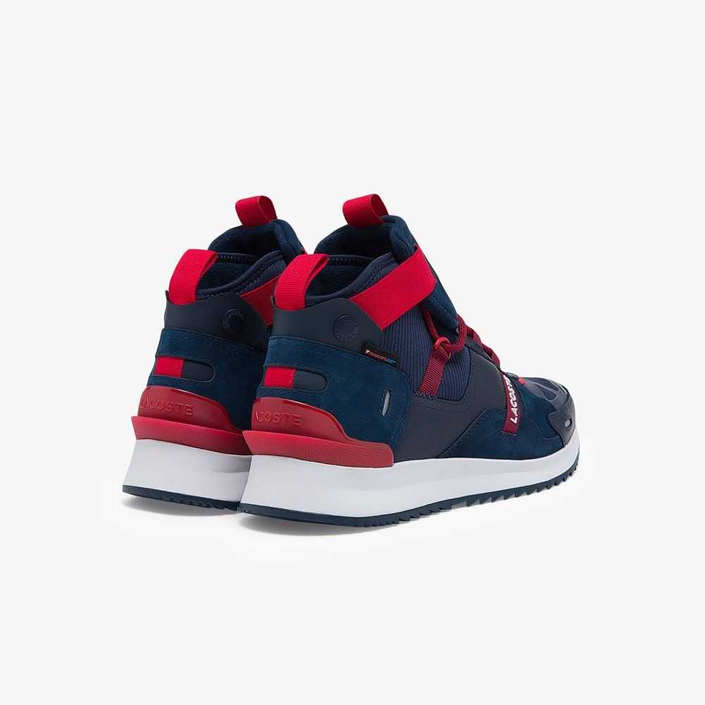 Lacoste Run Breaker Textile and Leather Sneakers Nvy/Red | KSZQ-59367
