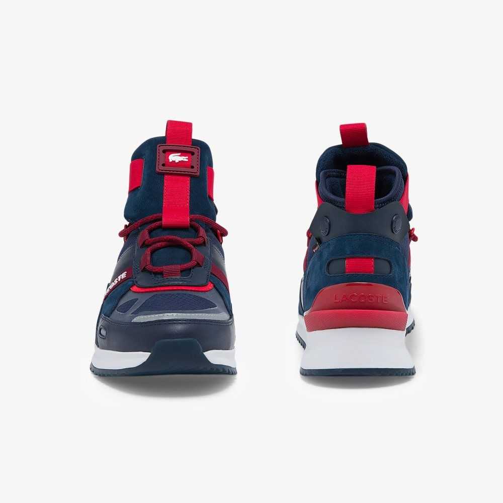 Lacoste Run Breaker Textile and Leather Sneakers Nvy/Red | KSZQ-59367