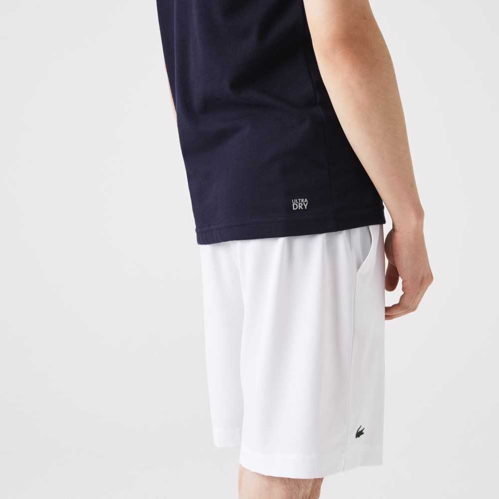 Lacoste SPORT 3D Print Crocodile Breathable Jersey T-Shirt Navy Blue / White | HNIR-94857