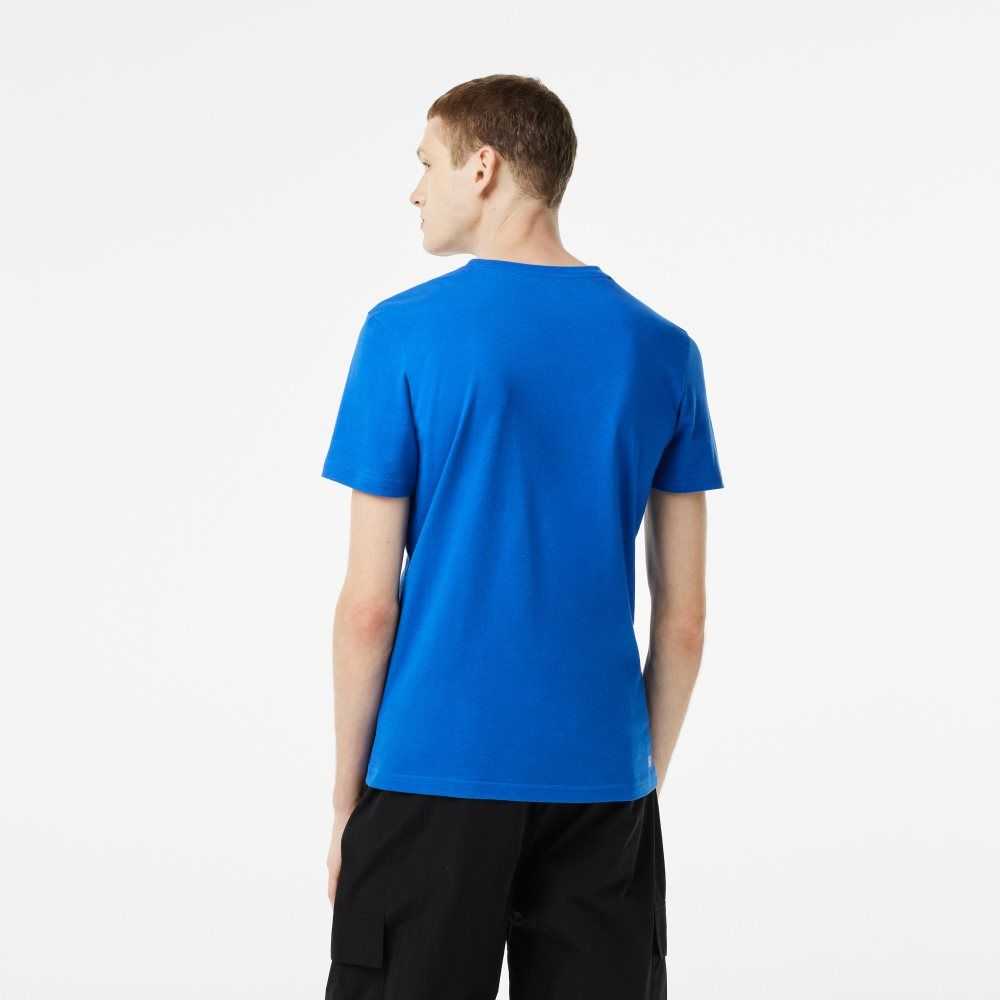 Lacoste SPORT 3D Print Crocodile Breathable Jersey T-Shirt Blue / Yellow | YEQA-37812