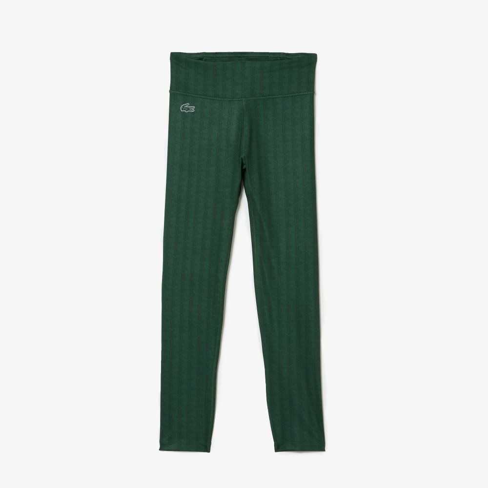 Lacoste SPORT All-Over Print High-Waist Leggings Green | ZUDV-71382