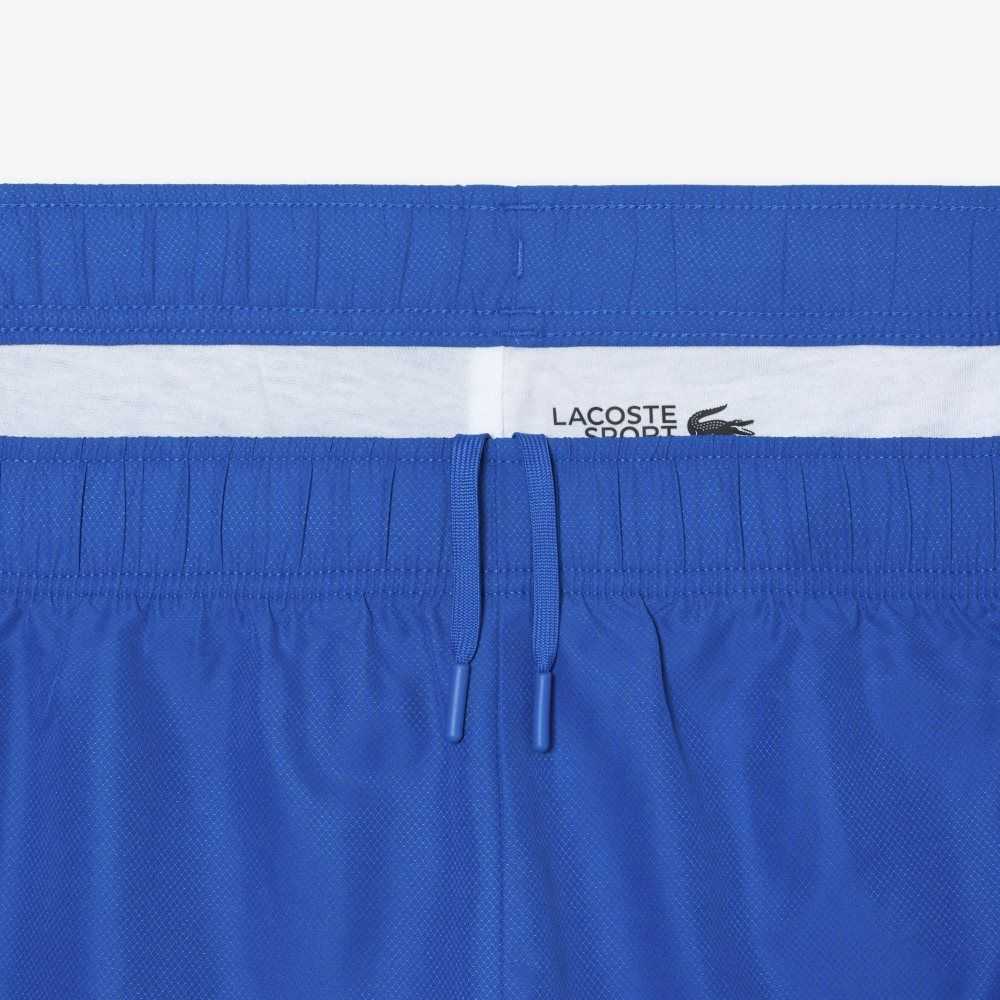 Lacoste SPORT Big Fit Logo Stripe Shorts Blue | RMVO-76841