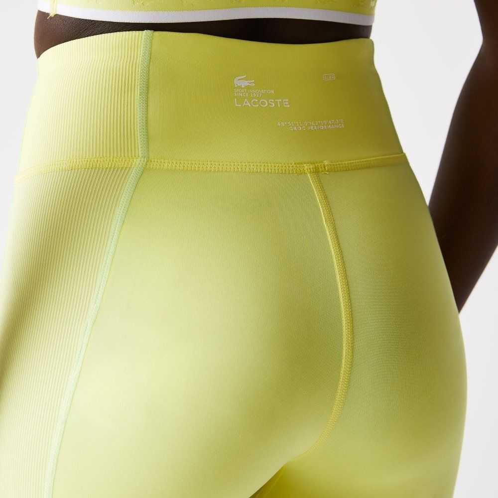 Lacoste SPORT Bike Shorts Flashy Yellow / Green | CWQY-42705