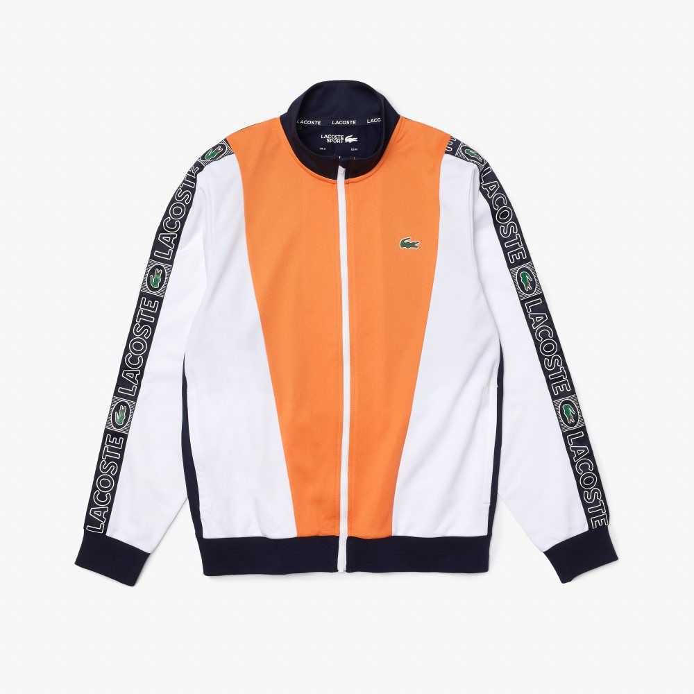 Lacoste SPORT Branded Band Colorblock Zippered Jacket Orange / White / Navy Blue | KSOC-94765