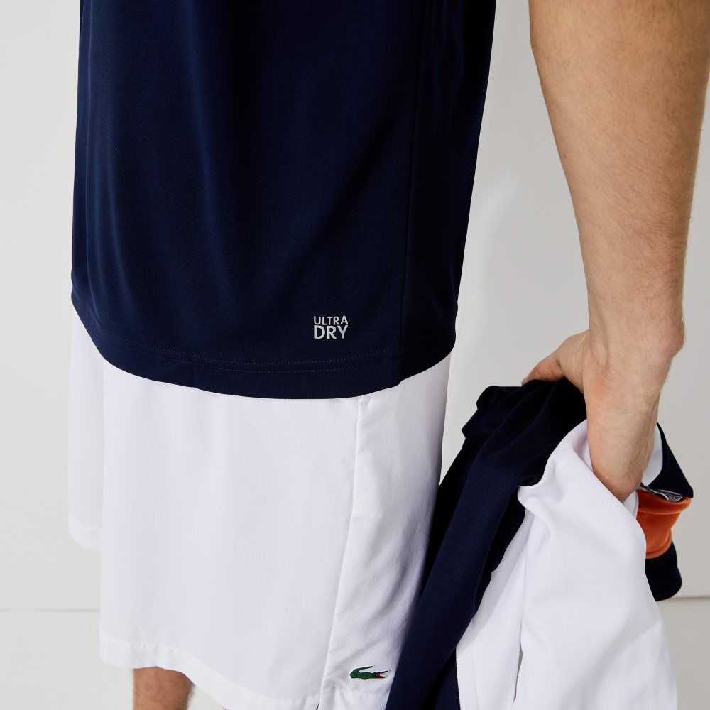 Lacoste SPORT Breathable Abrasion-Resistant Interlock Polo Navy Blue | RPNJ-04653