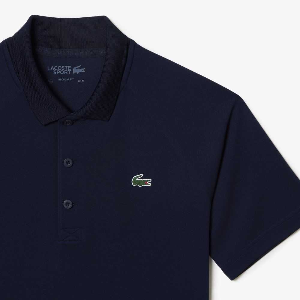 Lacoste SPORT Breathable Abrasion-Resistant Interlock Polo Navy Blue | RPNJ-04653