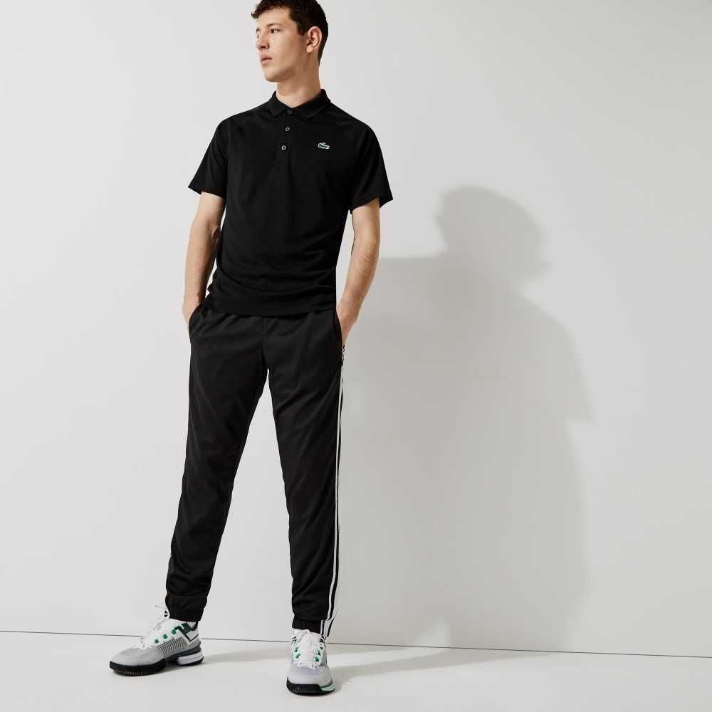 Lacoste SPORT Breathable Abrasion-Resistant Interlock Polo Black | RUNJ-43096