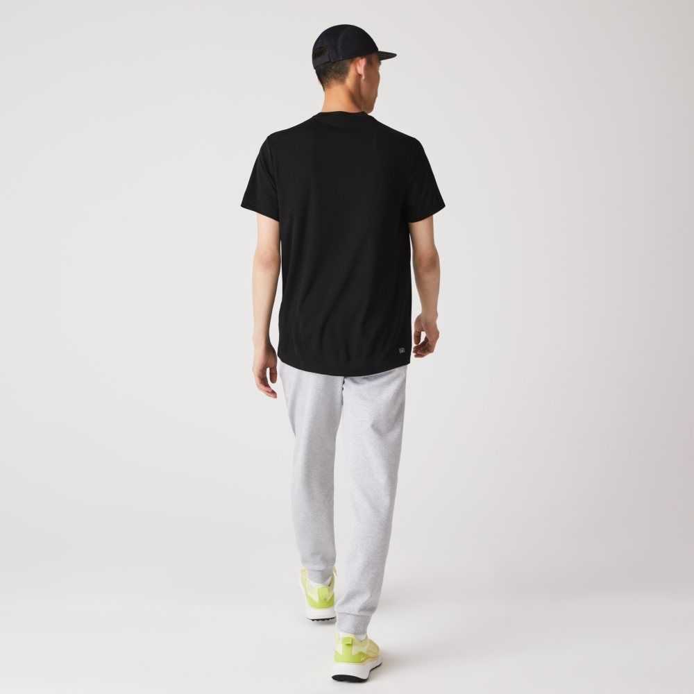 Lacoste SPORT Breathable Pique T-Shirt Black | YXUK-94265