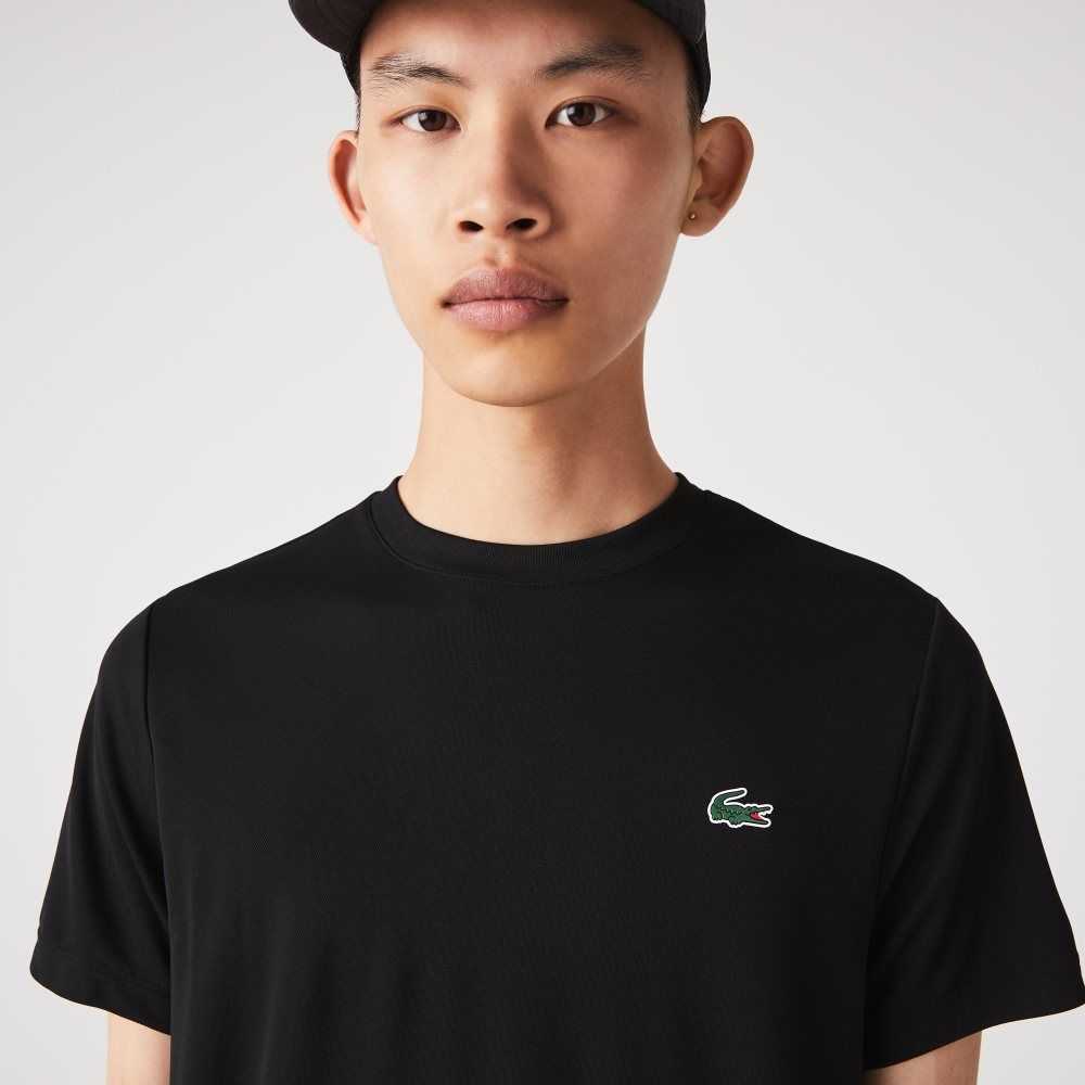 Lacoste SPORT Breathable Pique T-Shirt Black | YXUK-94265