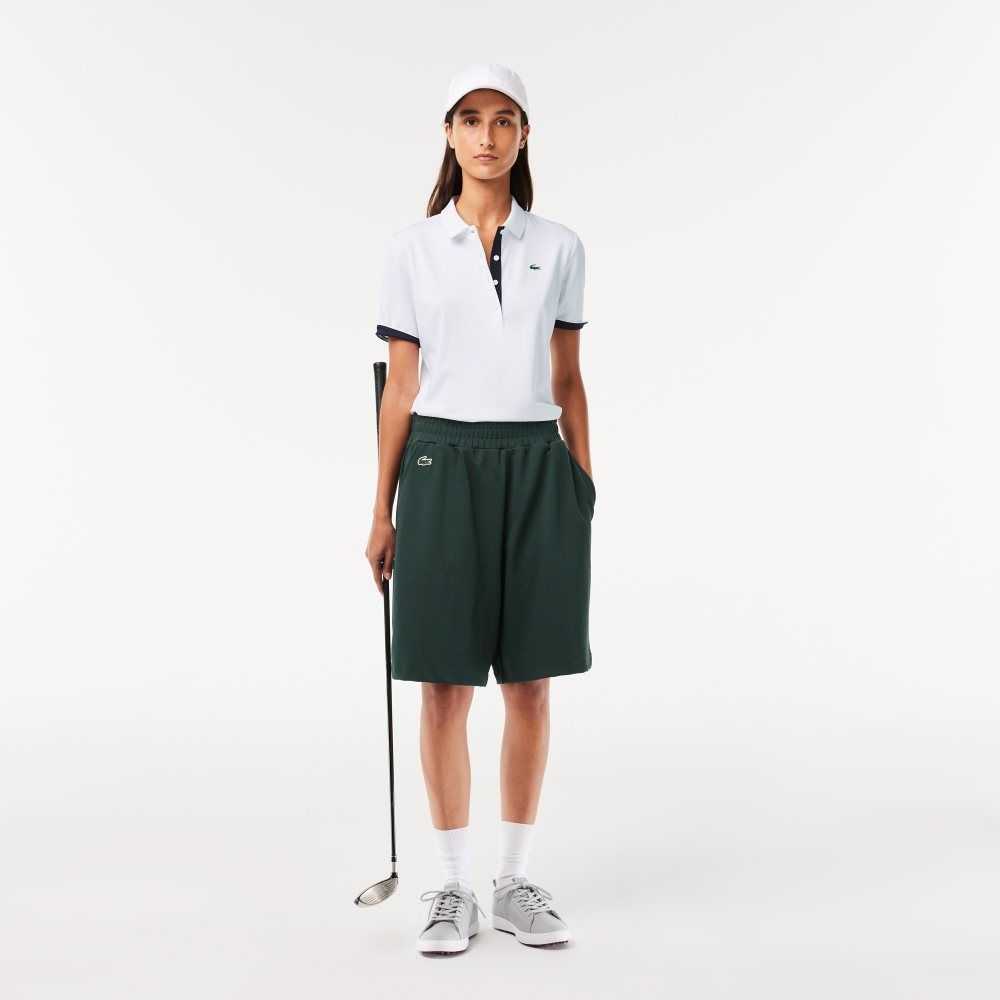 Lacoste SPORT Breathable Stretch Golf Polo White / Navy Blue | XOHD-57493