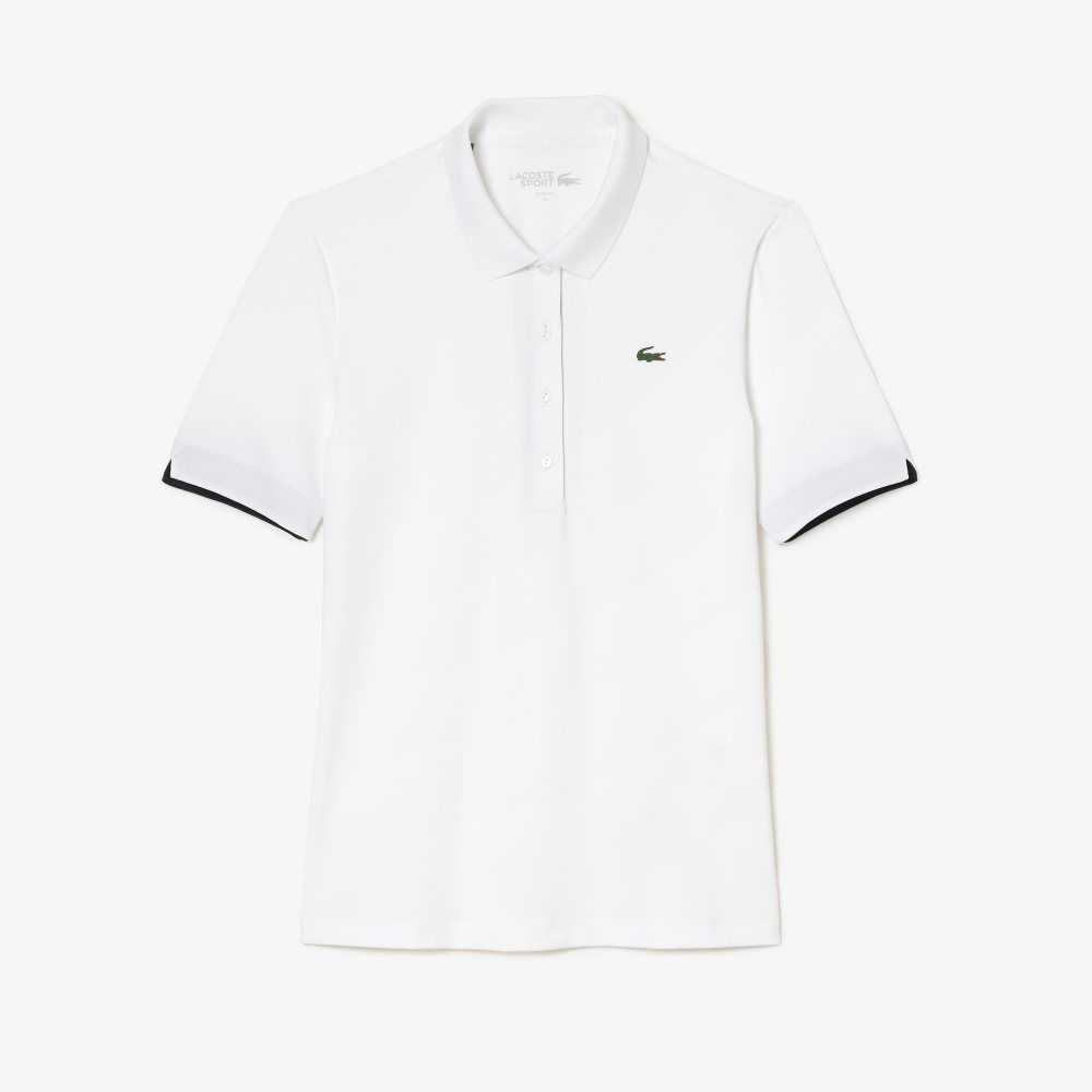 Lacoste SPORT Breathable Stretch Golf Polo White / Navy Blue | XOHD-57493