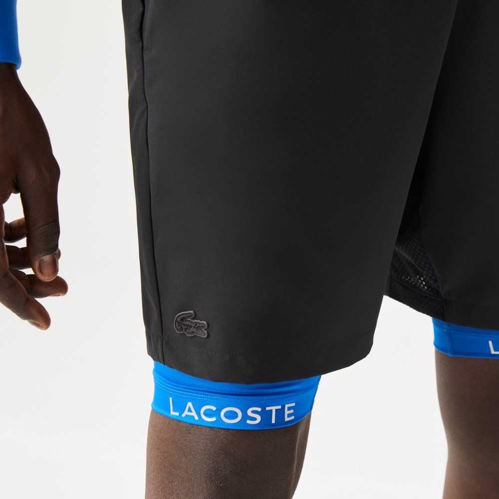 Lacoste SPORT Built-In Liner 3-in-1 Shorts Black / Blue | HJYS-21634