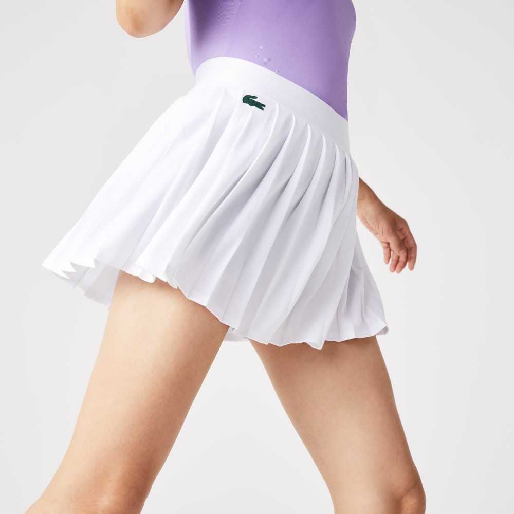 Lacoste SPORT Built-In Short Pleated Tennis Skirt White / Green | OIDY-39175