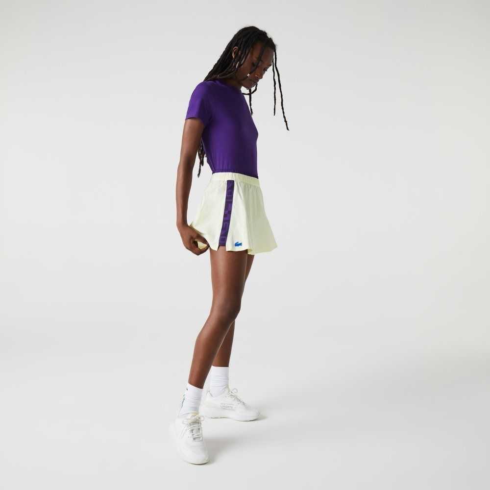 Lacoste SPORT Built-In Short Tennis Skirt Yellow / Purple | VCQB-85372