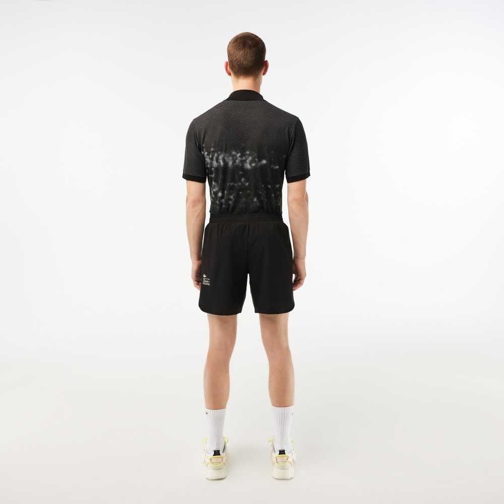 Lacoste SPORT Check Stretch Mesh Shorts Black | BNSH-27463