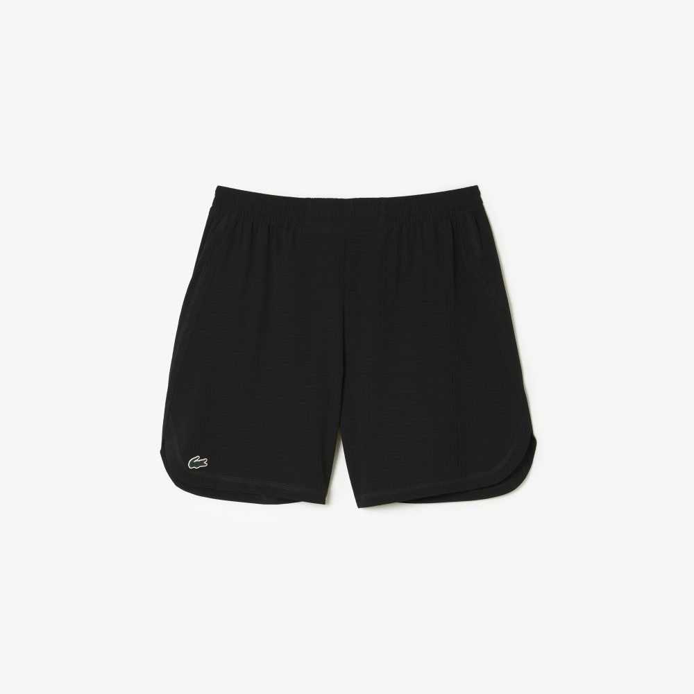 Lacoste SPORT Check Stretch Mesh Shorts Black | BNSH-27463