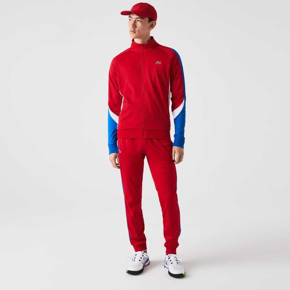 Lacoste SPORT Classic Fit Zip Tennis Sweatshirt Red / Blue / White | FXVP-19523