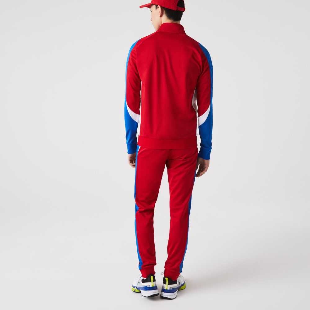 Lacoste SPORT Classic Fit Zip Tennis Sweatshirt Red / Blue / White | FXVP-19523