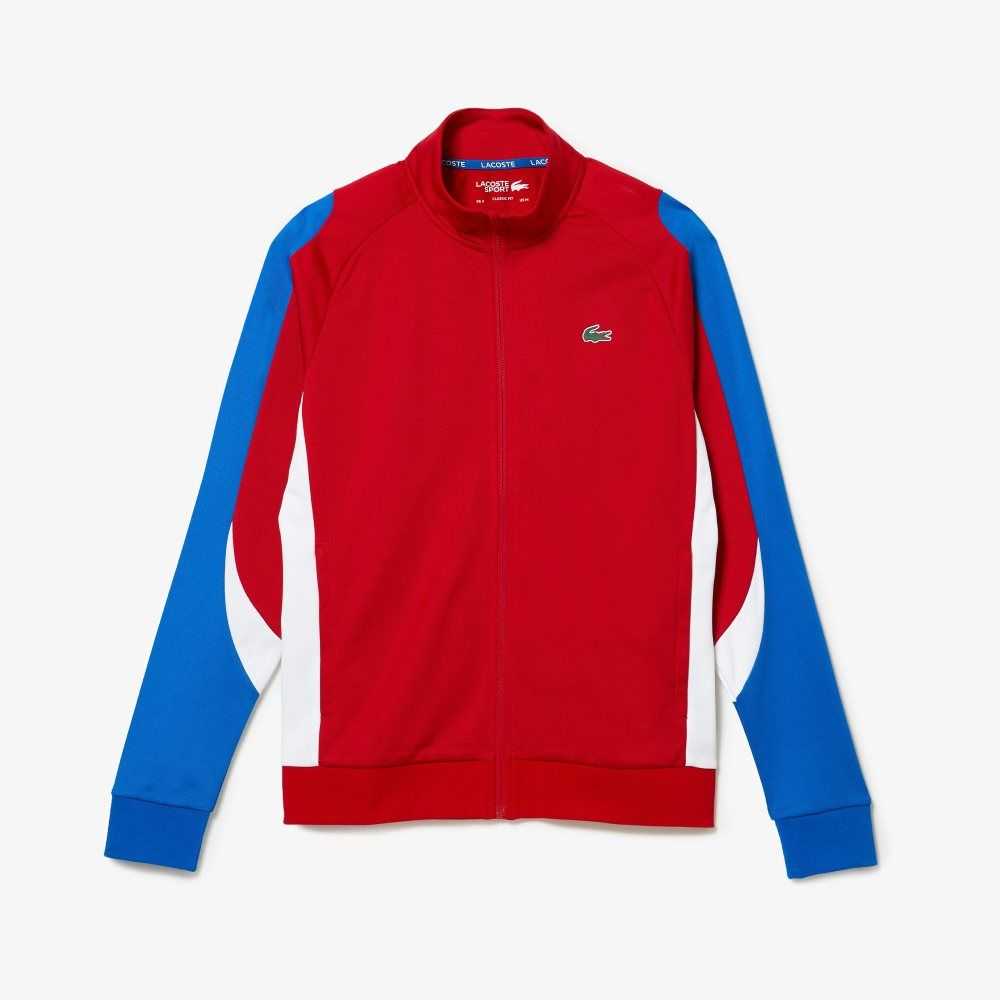 Lacoste SPORT Classic Fit Zip Tennis Sweatshirt Red / Blue / White | FXVP-19523