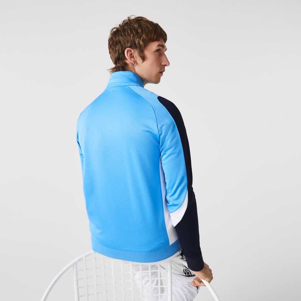Lacoste SPORT Classic Fit Zip Tennis Sweatshirt Blue / Navy Blue / White | LFQM-09128