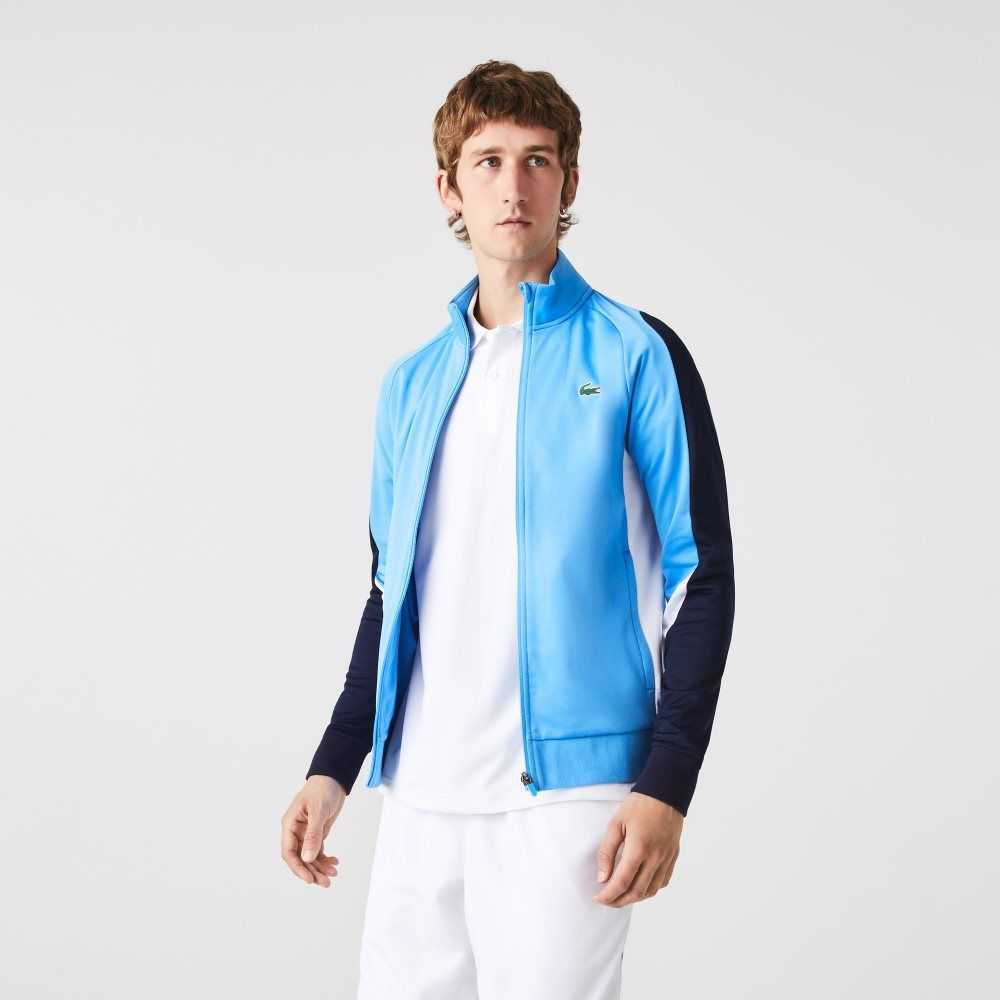 Lacoste SPORT Classic Fit Zip Tennis Sweatshirt Blue / Navy Blue / White | LFQM-09128