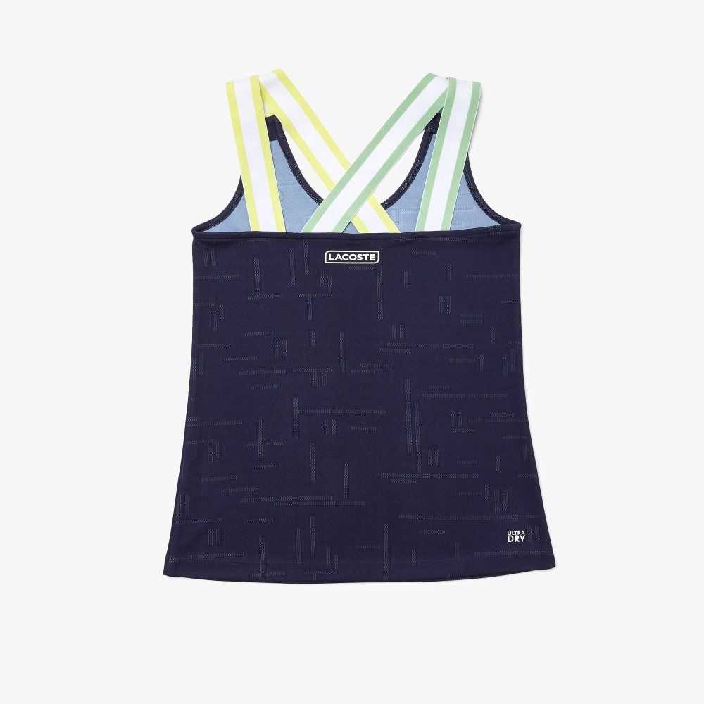 Lacoste SPORT Close-Fitting Tank Top Navy Blue / White | PFWA-91827