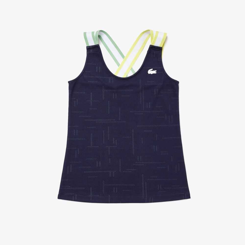 Lacoste SPORT Close-Fitting Tank Top Navy Blue / White | PFWA-91827