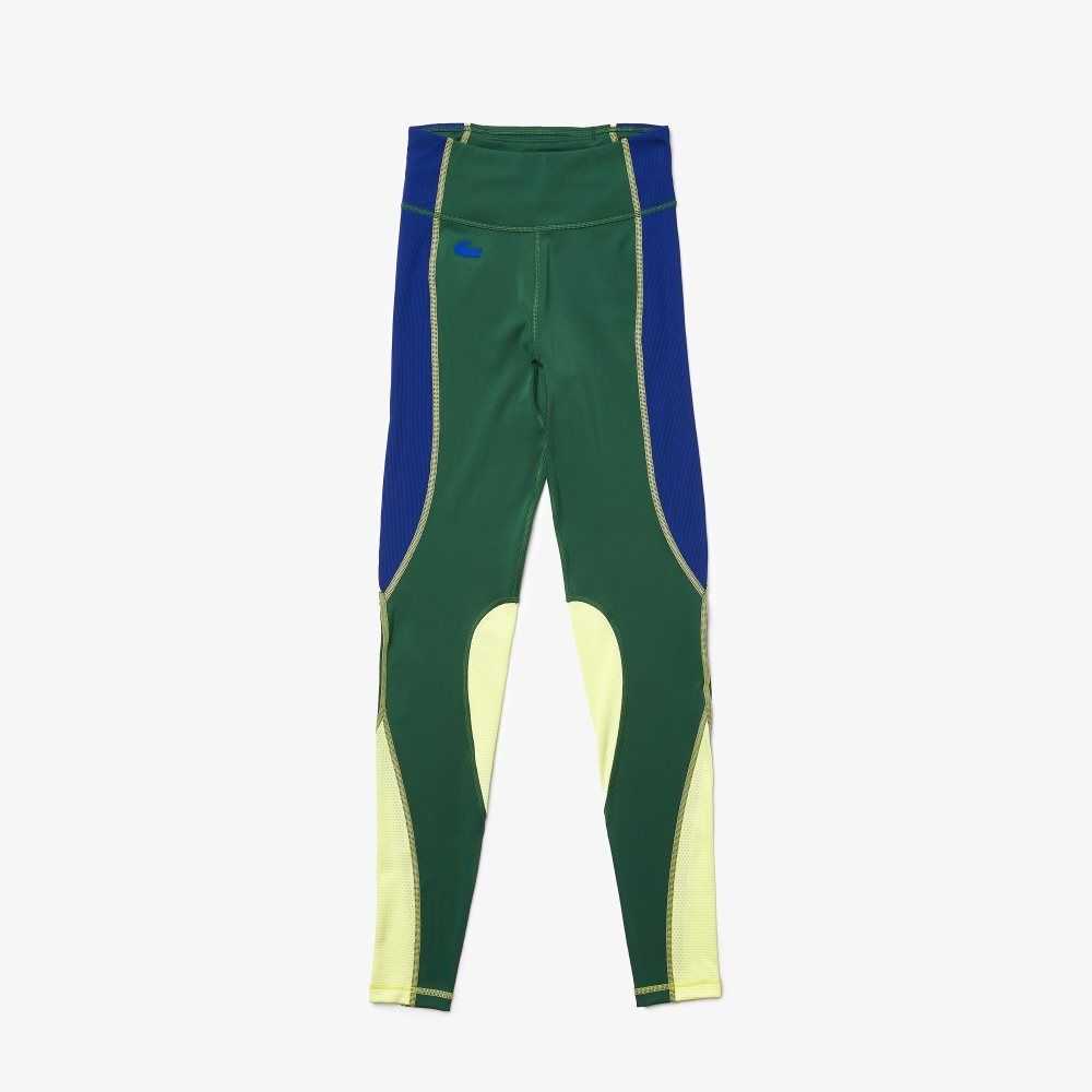 Lacoste SPORT Color-Block Knit Effect Leggings Green / Blue / Flashy Yellow | CKQZ-12083
