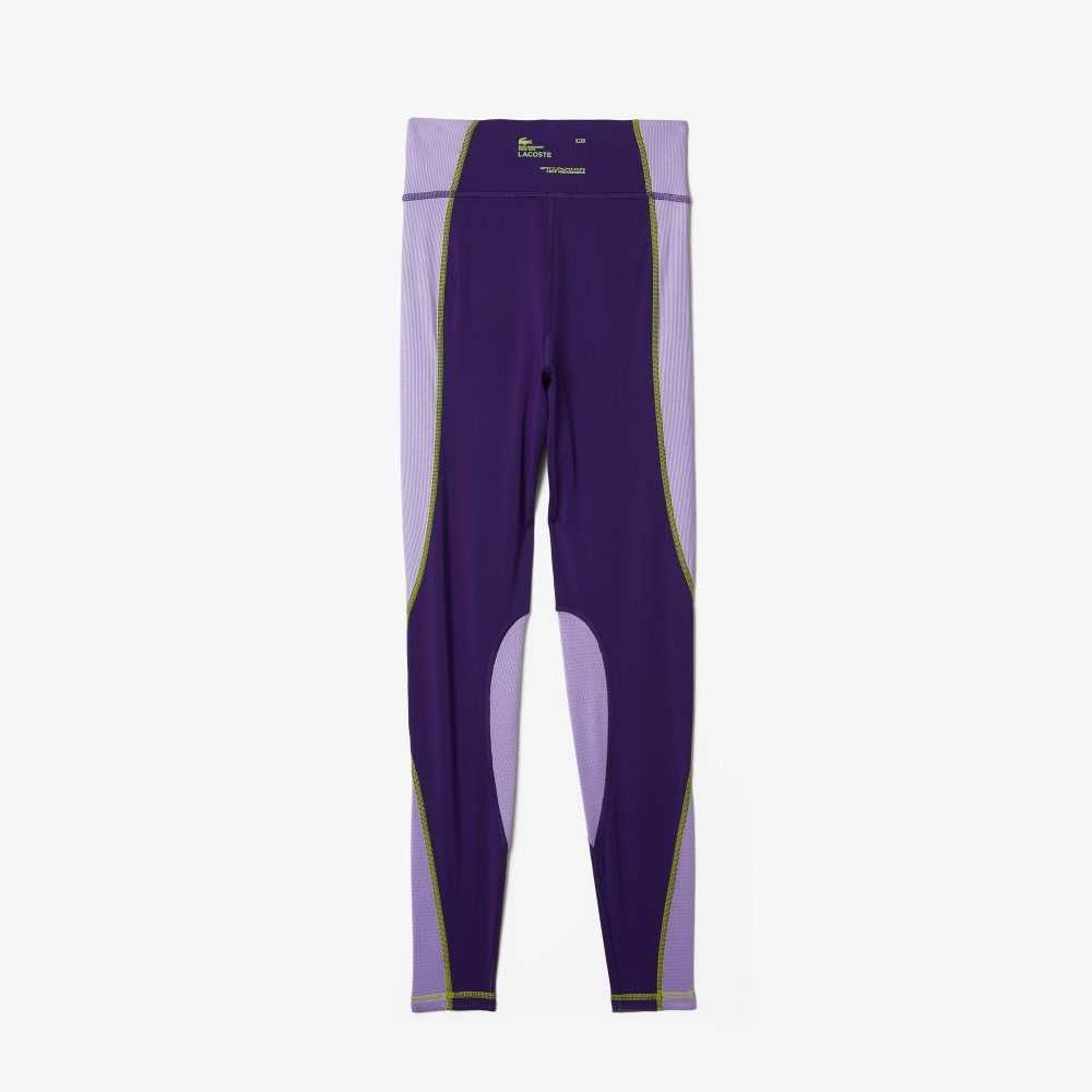 Lacoste SPORT Color-Block Knit Effect Leggings Purple | UEPO-27640