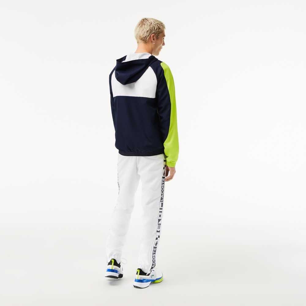 Lacoste SPORT Color-Block Tennis Jacket White / Navy Blue / Yellow | IFPJ-65082