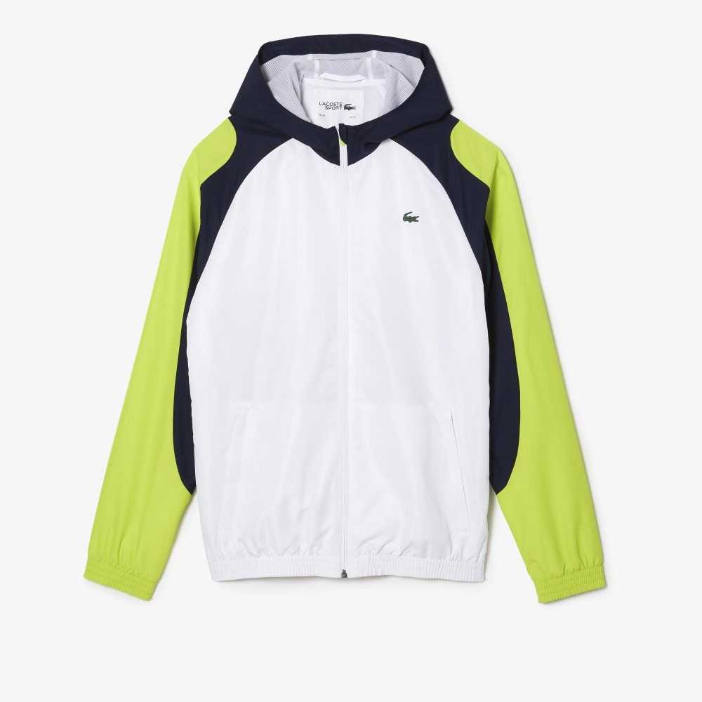 Lacoste SPORT Color-Block Tennis Jacket White / Navy Blue / Yellow | IFPJ-65082
