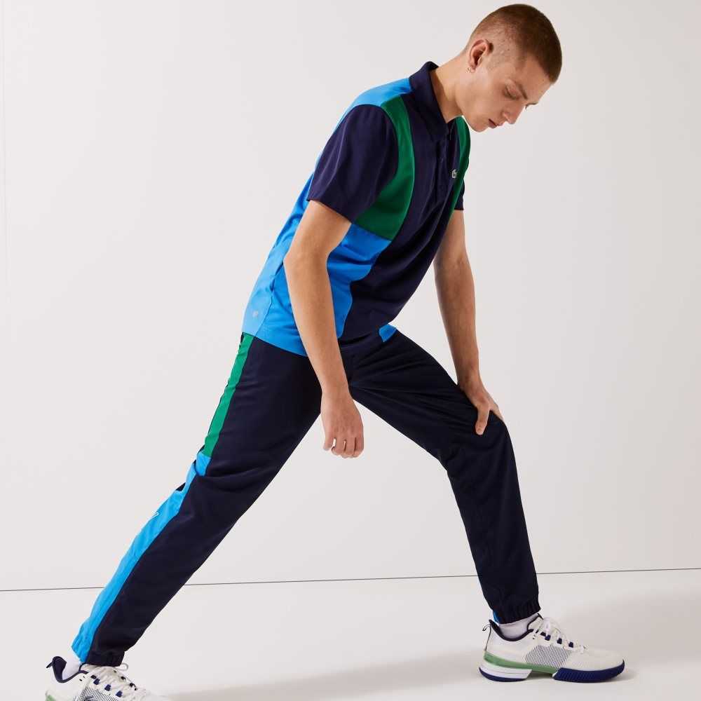 Lacoste SPORT Colorblock Bands Trackpants Navy Blue / Green / Blue / White | ISHX-81049