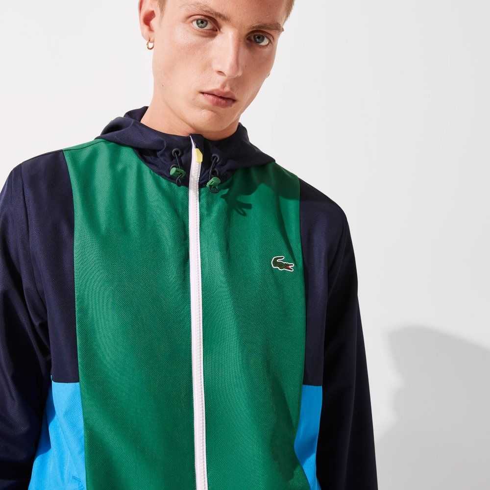 Lacoste SPORT Colorblock Light Zippered Jacket Navy Blue / Green / Blue / White / Flashy Yellow | CZIX-40315