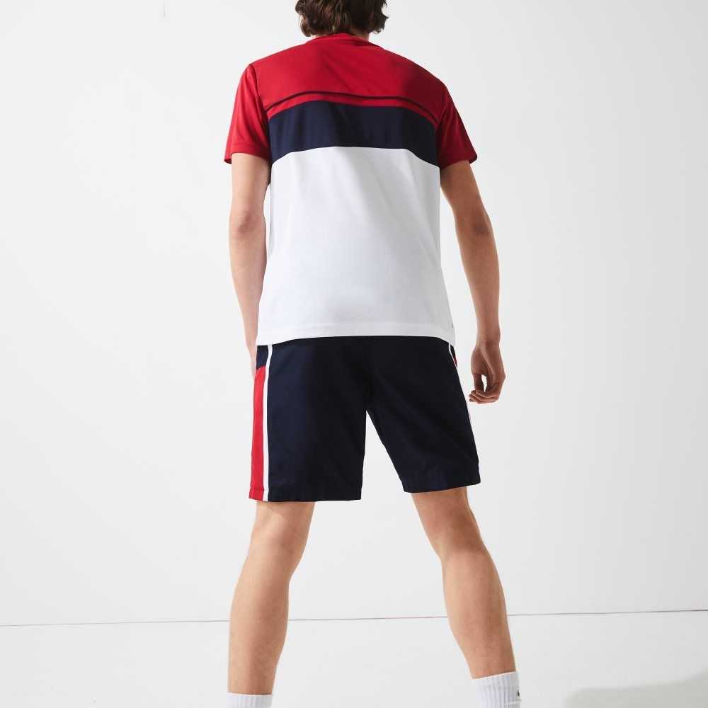 Lacoste SPORT Colorblock Panels Lightweight Shorts Navy Blue / Red / White | HFQV-12679