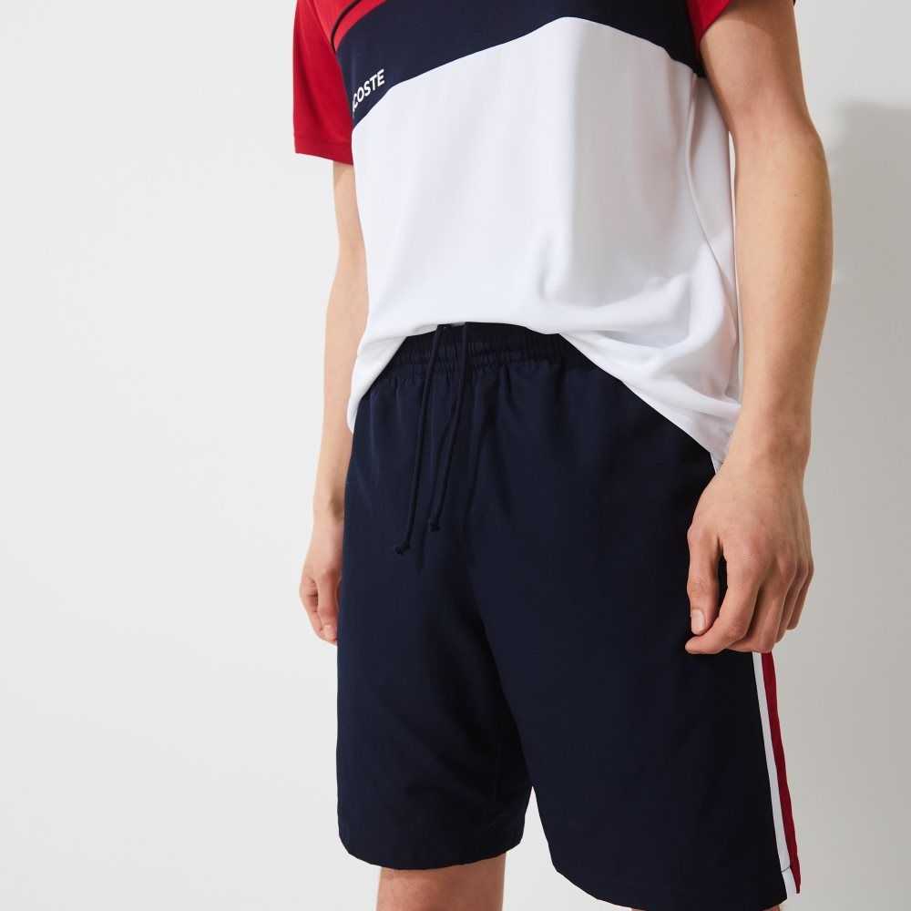 Lacoste SPORT Colorblock Panels Lightweight Shorts Navy Blue / Red / White | HFQV-12679