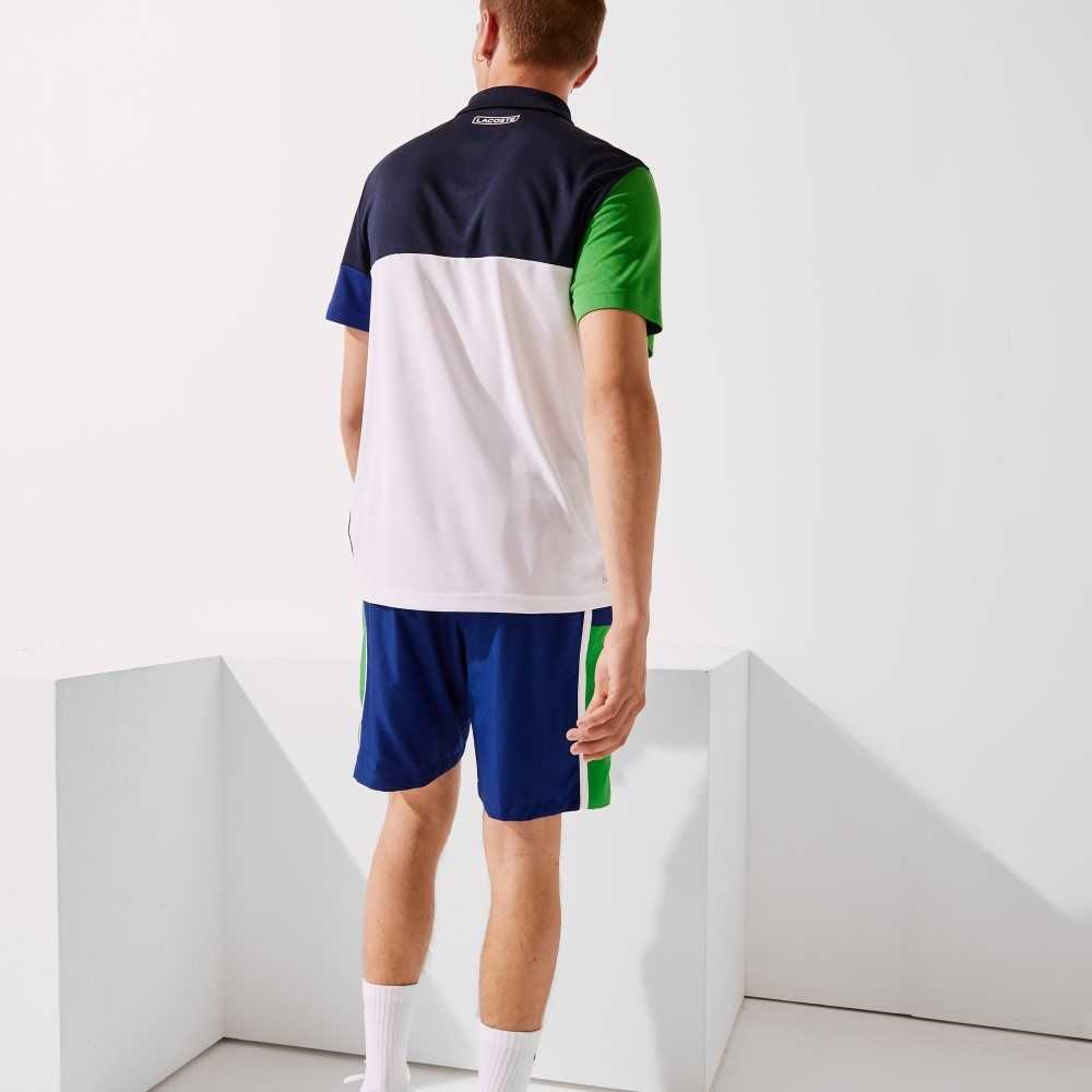 Lacoste SPORT Colorblock Panels Lightweight Shorts Blue / Green / White | OPYB-15049