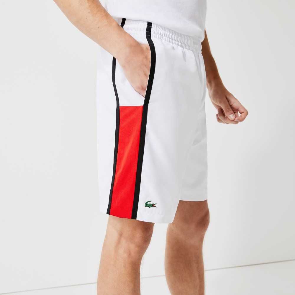 Lacoste SPORT Colorblock Panels Lightweight Shorts White / Red / Black | POQK-65492