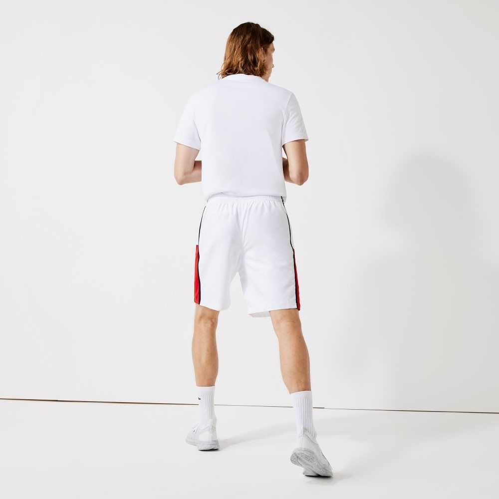 Lacoste SPORT Colorblock Panels Lightweight Shorts White / Red / Black | POQK-65492