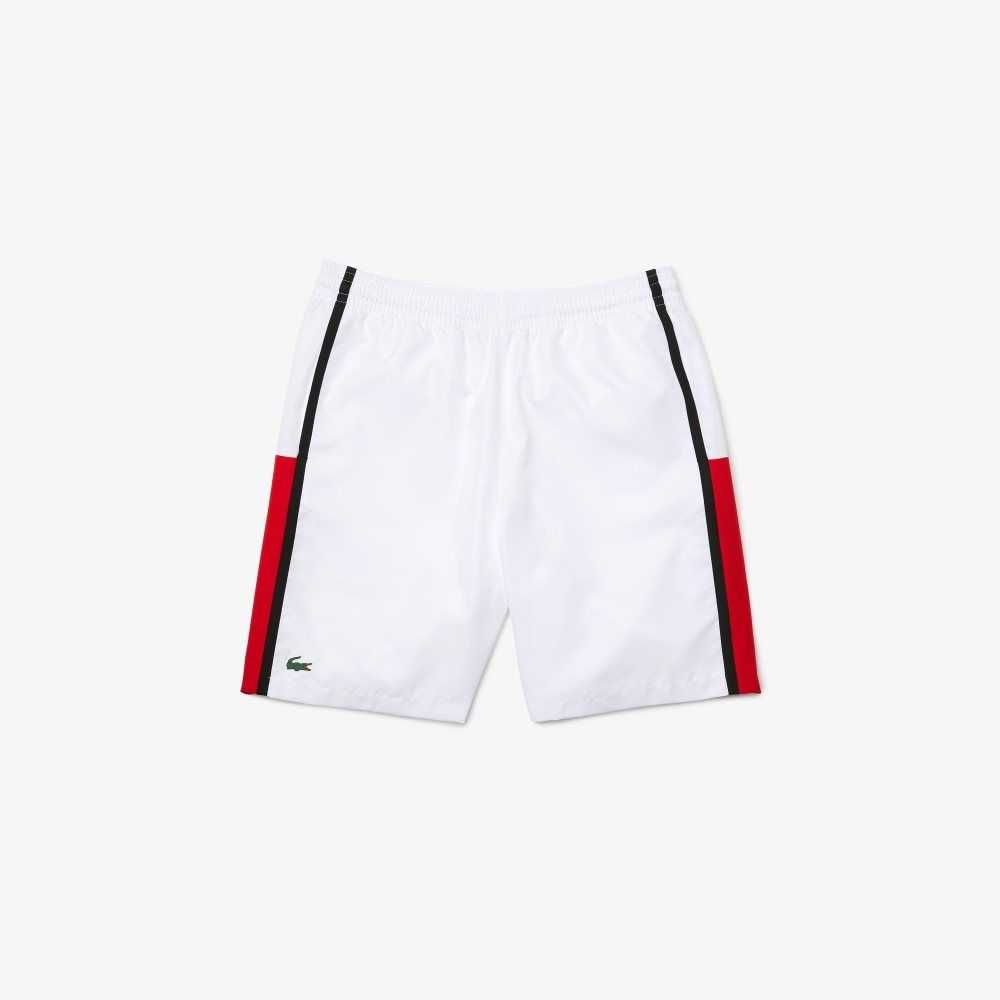 Lacoste SPORT Colorblock Panels Lightweight Shorts White / Red / Black | POQK-65492